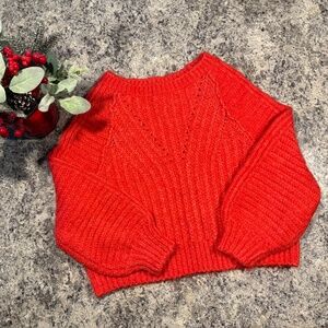 Free People Coral Cropped Sweater Size XS